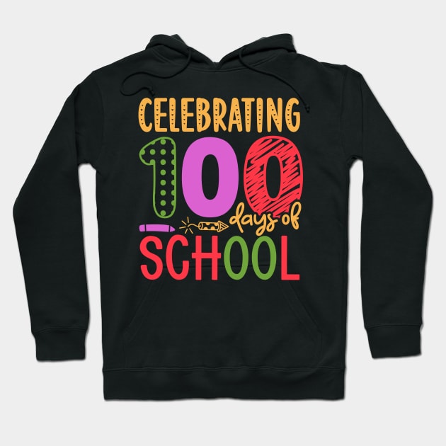 Celebrating 100 days of School Funny Gift Teacher Kids Hoodie by BadDesignCo